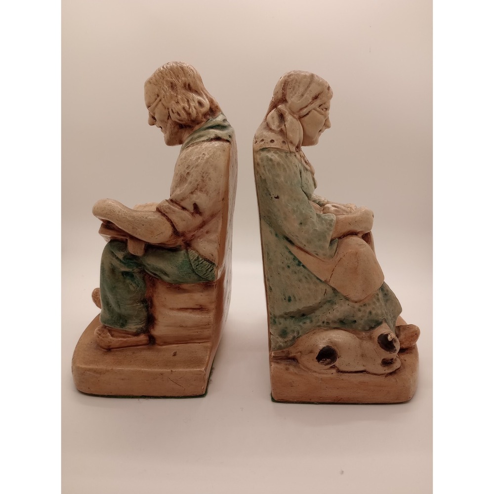 Vintage Joan & Darby Old Sweetheart Deco Bookends Grandma And Grandpa Bookends